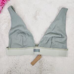 NEW Skims Mineral Cotton Ribbed Knit Plunge Soft Bralette